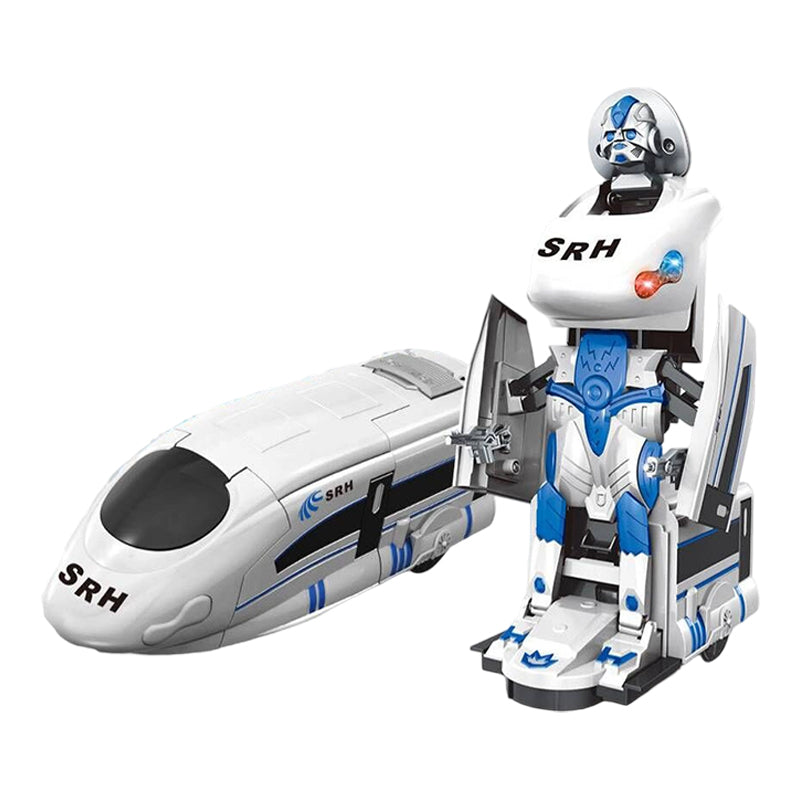 Uppladdningsbar transformerbara tågrobotleksak
