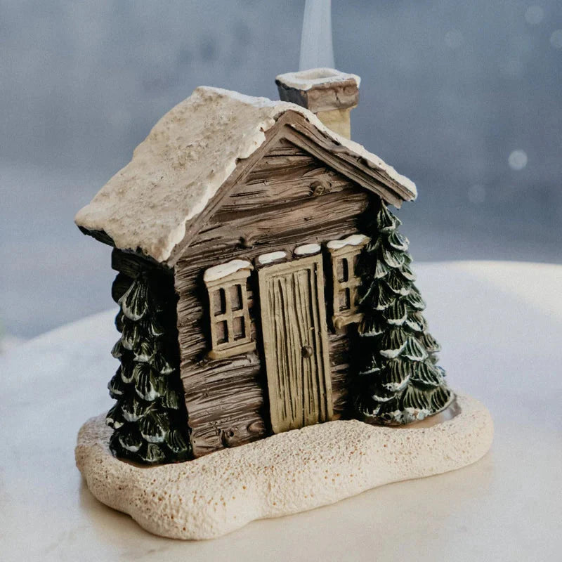 đ Log Cabin Incense Burner med rökande skorstenđPerfekt julklapp