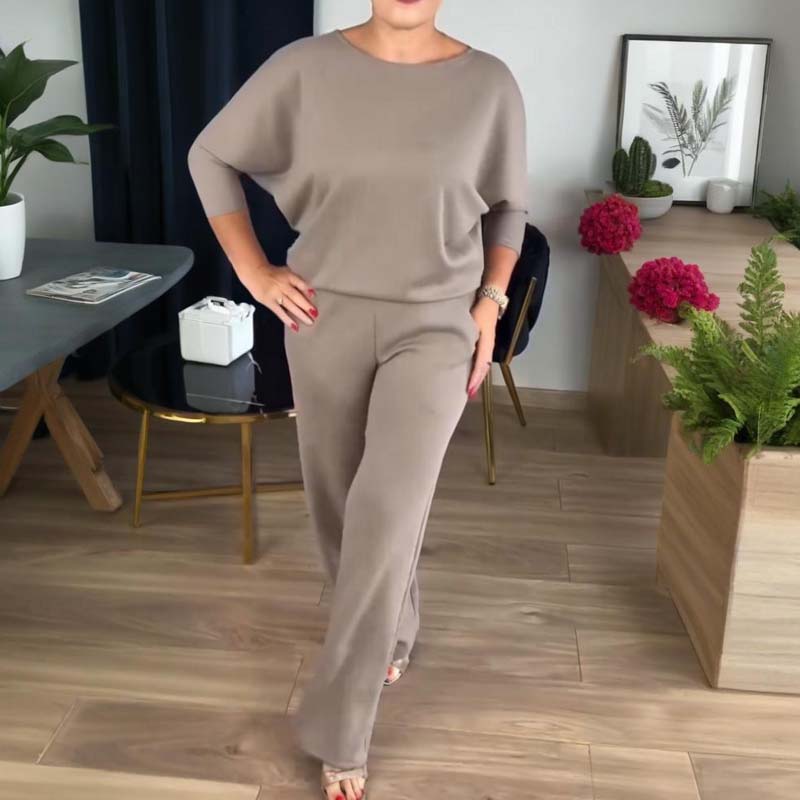 Elegant lång kofta, topp och byxor, 3-delars set