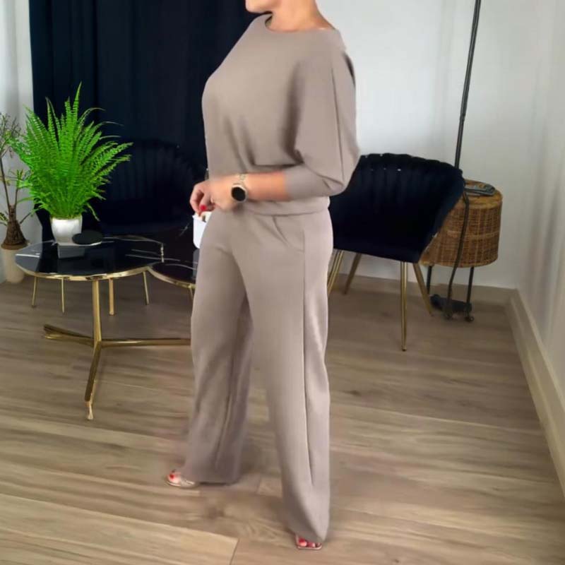 Elegant lång kofta, topp och byxor, 3-delars set