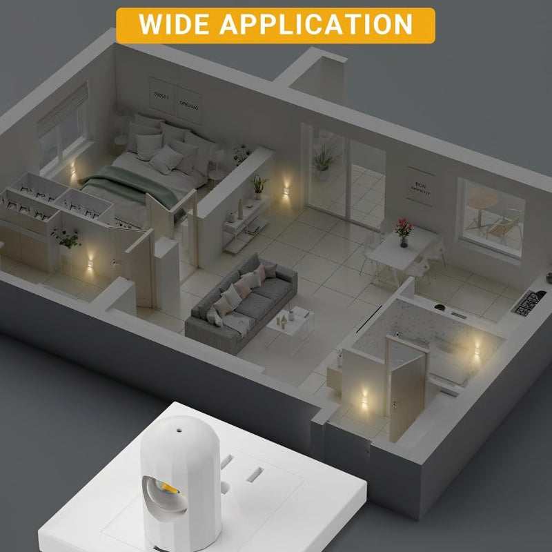 đSmart LED-nattlampa för vĂ€gguttag med automatisk dimmer