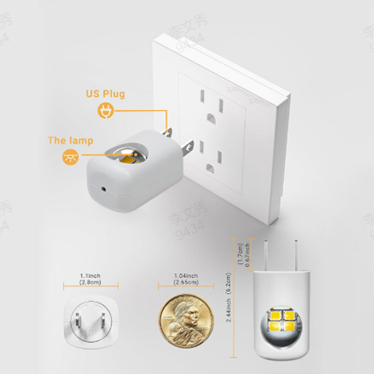 đSmart LED-nattlampa för vĂ€gguttag med automatisk dimmer