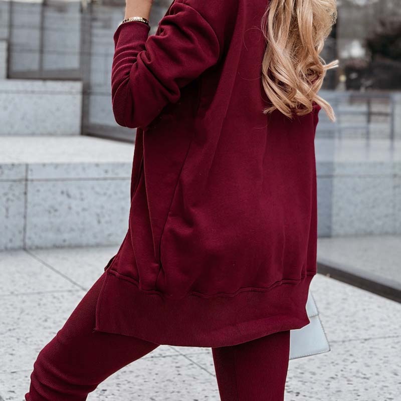 Casual sweatshirt och leggings set för kvinnor