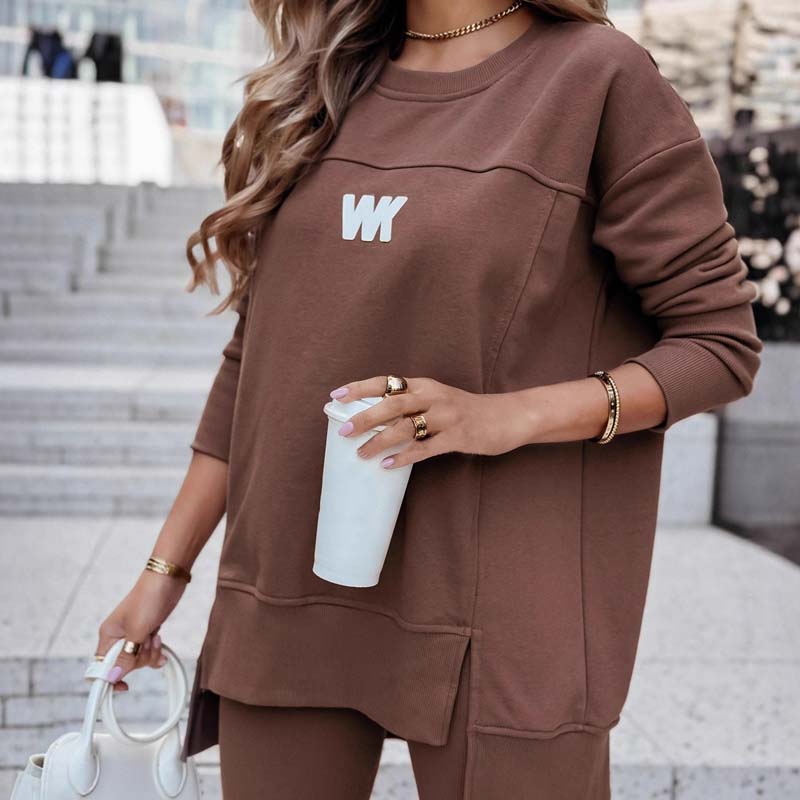 Casual sweatshirt och leggings set för kvinnor