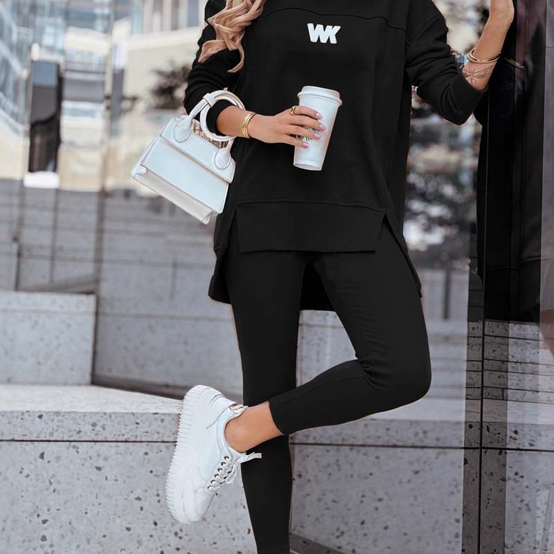 Casual sweatshirt och leggings set för kvinnor