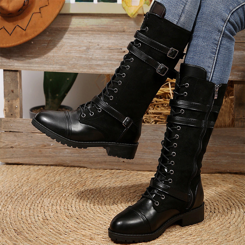 đ„49 % rabatt - Vintage combat boots för damer med snörning och spĂ€nne