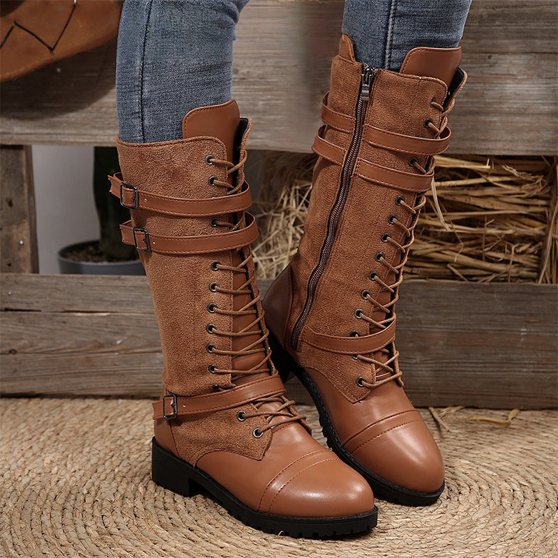 đ„49 % rabatt - Vintage combat boots för damer med snörning och spĂ€nne