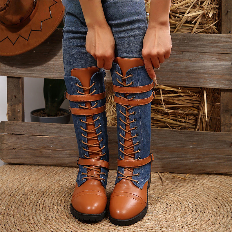 đ„49 % rabatt - Vintage combat boots för damer med snörning och spĂ€nne