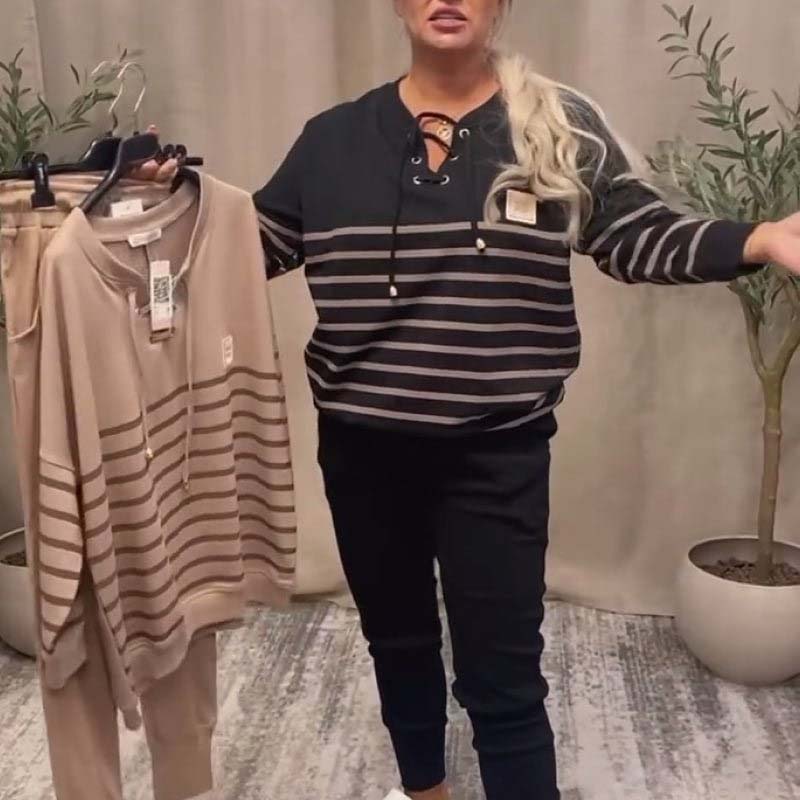 Casual tvådelade sportset med ränder