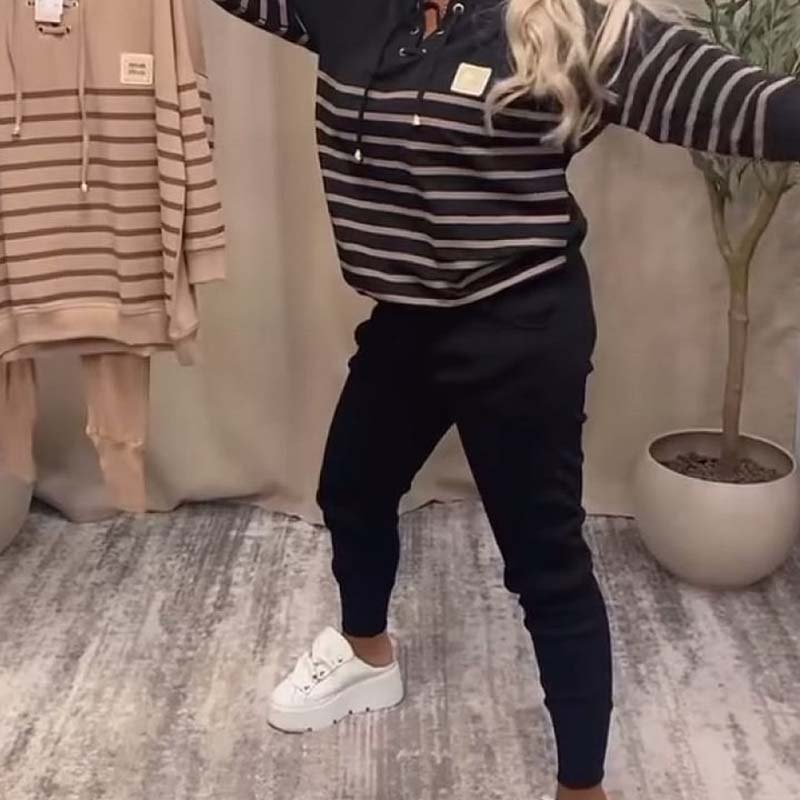 Casual tvådelade sportset med ränder