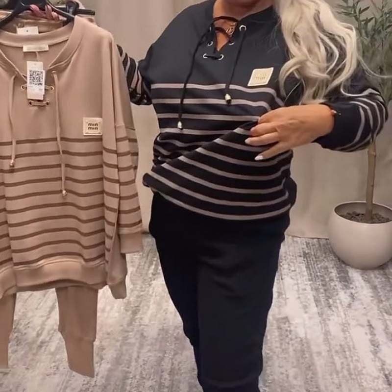 Casual tvådelade sportset med ränder