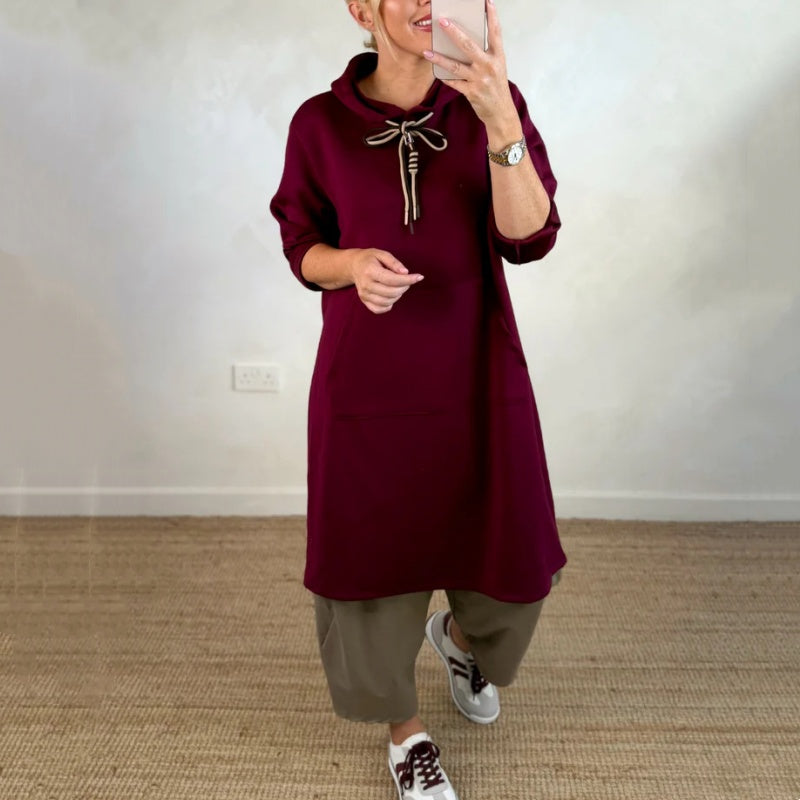 Oversized lång hoodiekjol med fickor för damer