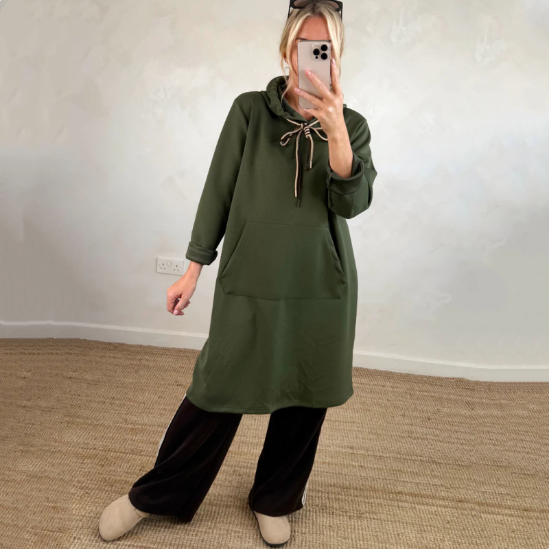 Oversized lång hoodiekjol med fickor för damer
