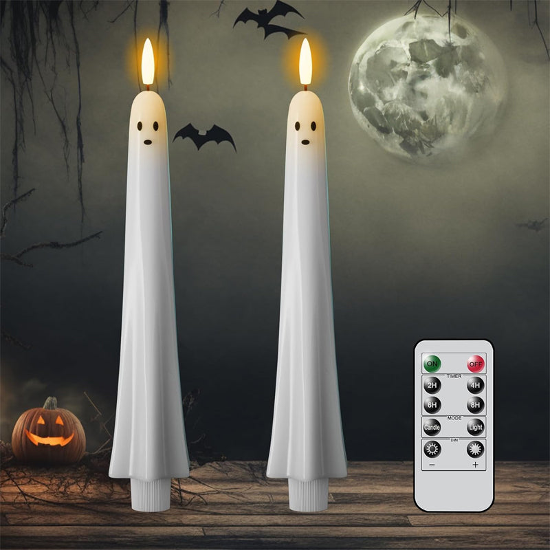 🎃👻 Fjärrstyrt spökljus med 3D-flammande veke 👻🎃