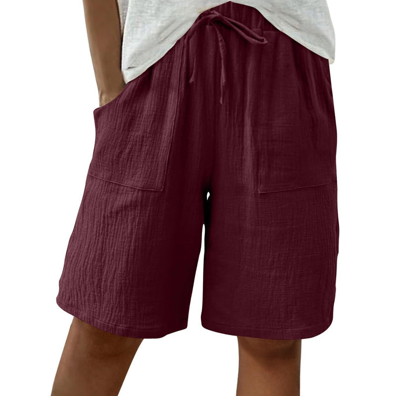 Höga shorts i bomull och linne med resår i midjan för damer