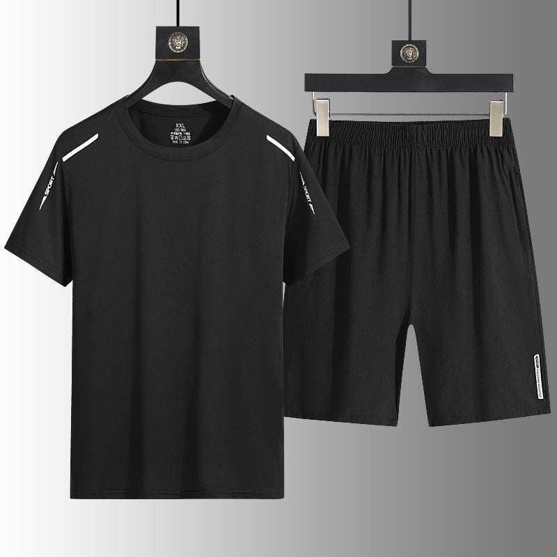 Herrset med snabbtorkande t-shirt och shorts