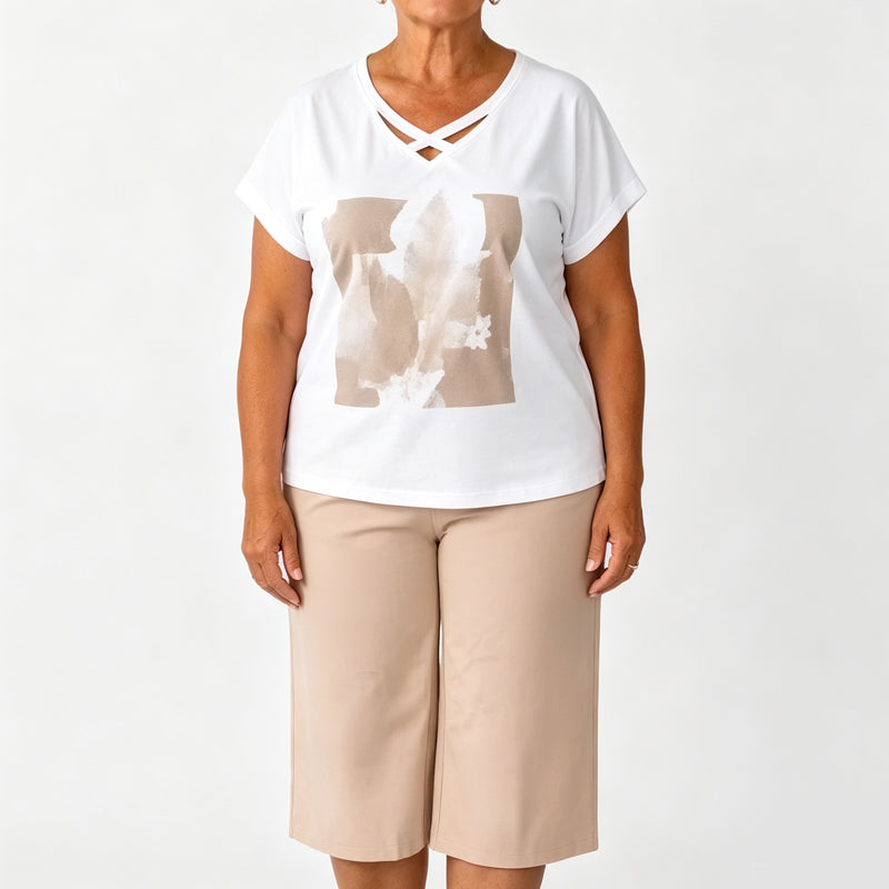 đ 50% RABATT NU! đż Casual TvĂ„delat Set för Dam â V-ringad T-shirt & Croppad Byxa â Avslappnad Passform & Premium HudvĂ€nligt Tyg â Perfekt för Vardag & Semester âïž