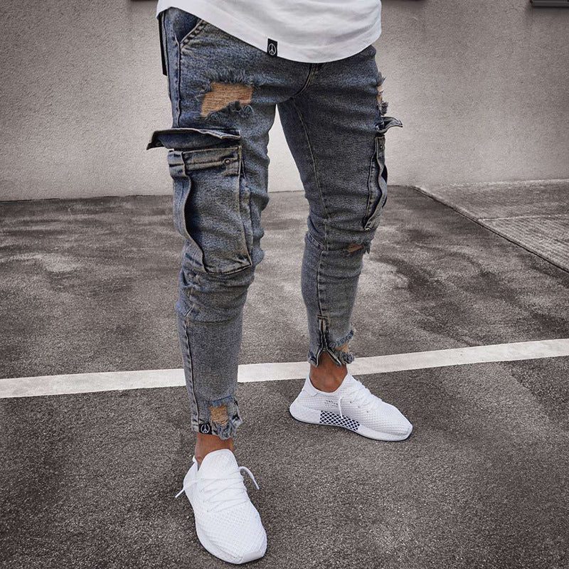 Cargojeans för män, skinny fit med stretch