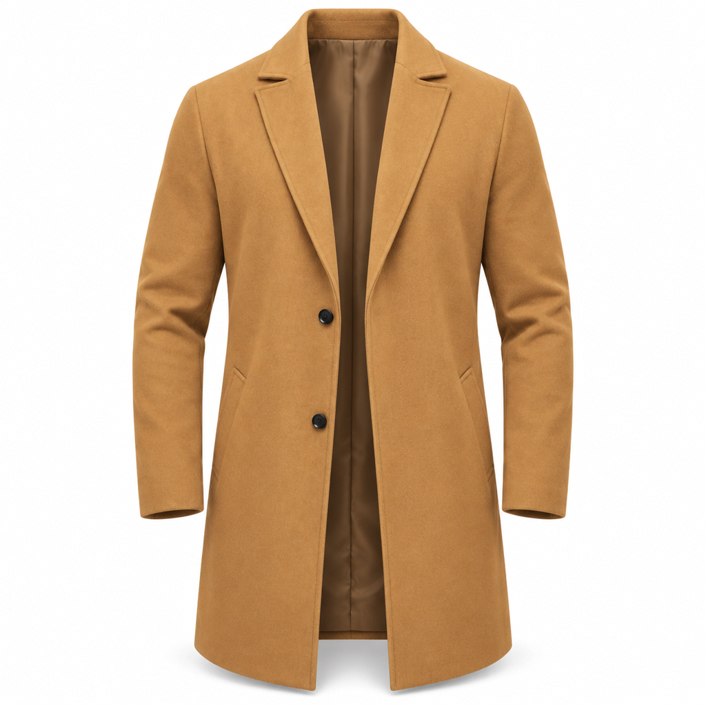 Klassisk trenchcoat för män med enkelknäppning – affärsmässig och avslappnad, högkvalitativ vindjacka