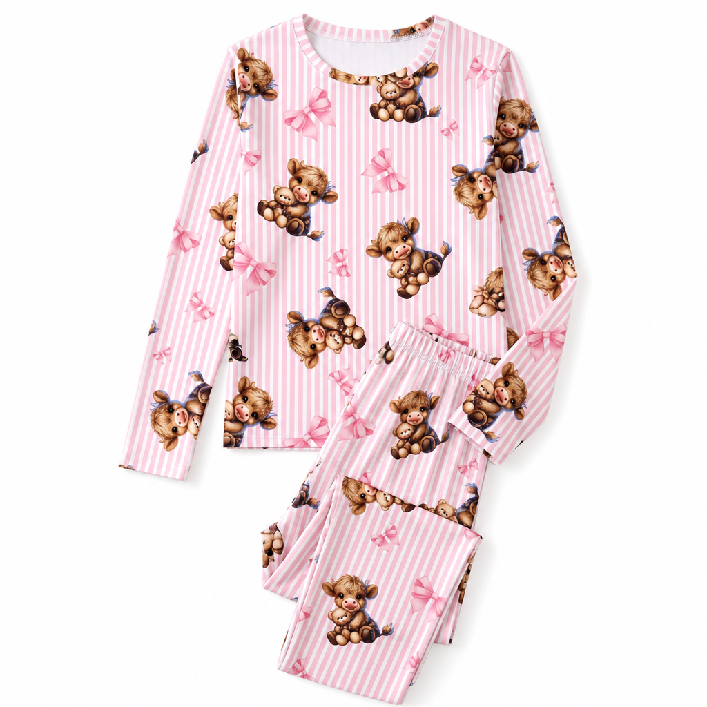Mjukt milk-silk pyjamas set för kvinnor, långärmad topp och långbyxor, avslappnad loungedräkt