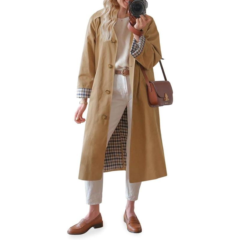 đ SISTA DAGENS ERBJUDANDE â 50 % RABATT đ Trenchcoat för damer med skjortkrage och enkelknĂ€ppt knĂ€ppning