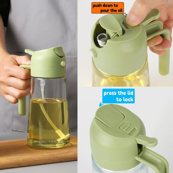 ✨HOT SALE💕2 i 1 oljespruta och oljedispenser i glas🔥(Köp 2 få 10% rabatt)