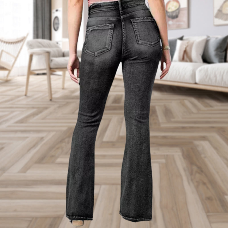 đ„đ„Midiross Vintage Button Side Design Jeans med utsvĂ€ngd midja