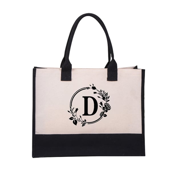 Nyårsrea - SPAR 48% AV🎁Perfekt present-DIY Bokstav Canvas Bag Kvinnor Hit Color Simple Shoulder Shopping Tote Handväska