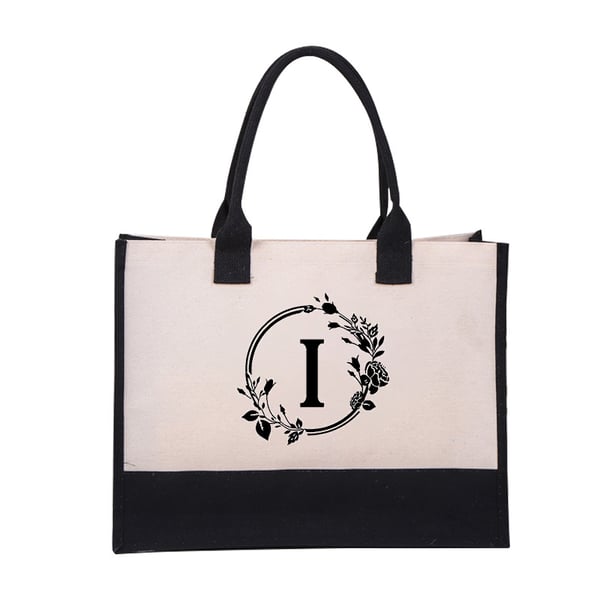 Nyårsrea - SPAR 48% AV🎁Perfekt present-DIY Bokstav Canvas Bag Kvinnor Hit Color Simple Shoulder Shopping Tote Handväska