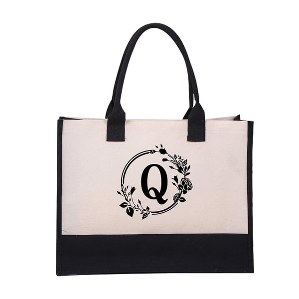 Nyårsrea - SPAR 48% AV🎁Perfekt present-DIY Bokstav Canvas Bag Kvinnor Hit Color Simple Shoulder Shopping Tote Handväska