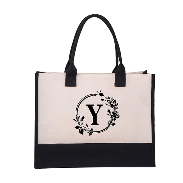 Nyårsrea - SPAR 48% AV🎁Perfekt present-DIY Bokstav Canvas Bag Kvinnor Hit Color Simple Shoulder Shopping Tote Handväska