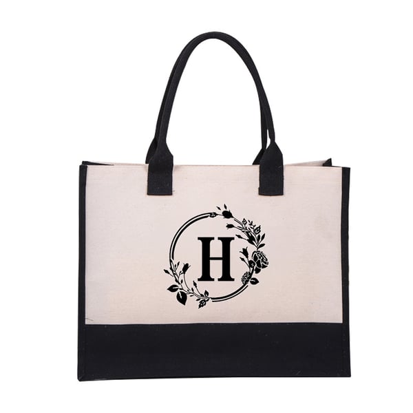 Nyårsrea - SPAR 48% AV🎁Perfekt present-DIY Bokstav Canvas Bag Kvinnor Hit Color Simple Shoulder Shopping Tote Handväska