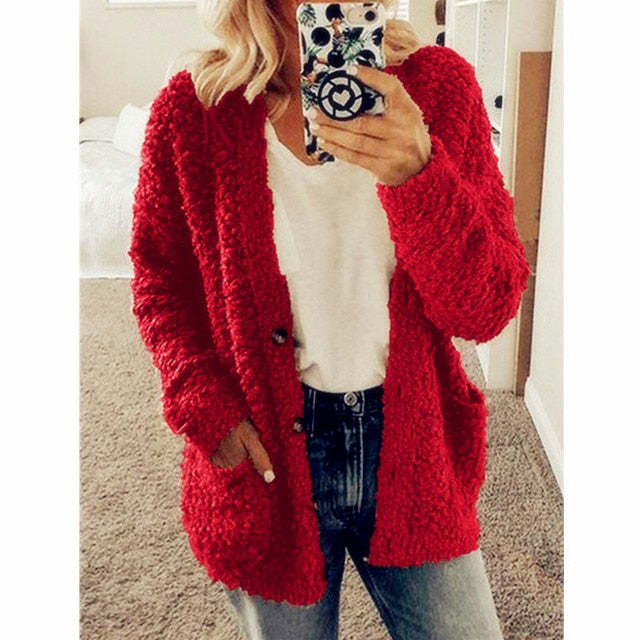 đ„Sista dagen 49% rabatt - Höst och vinter Plus Size Cardigan Casual Velvet Short Jacket