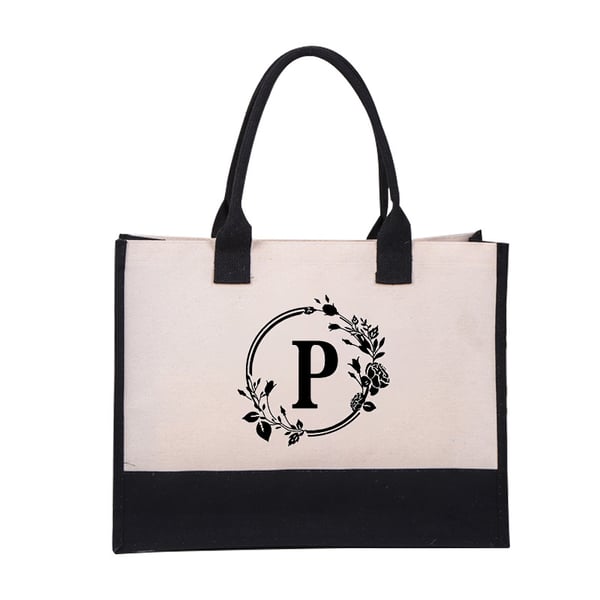 Nyårsrea - SPAR 48% AV🎁Perfekt present-DIY Bokstav Canvas Bag Kvinnor Hit Color Simple Shoulder Shopping Tote Handväska