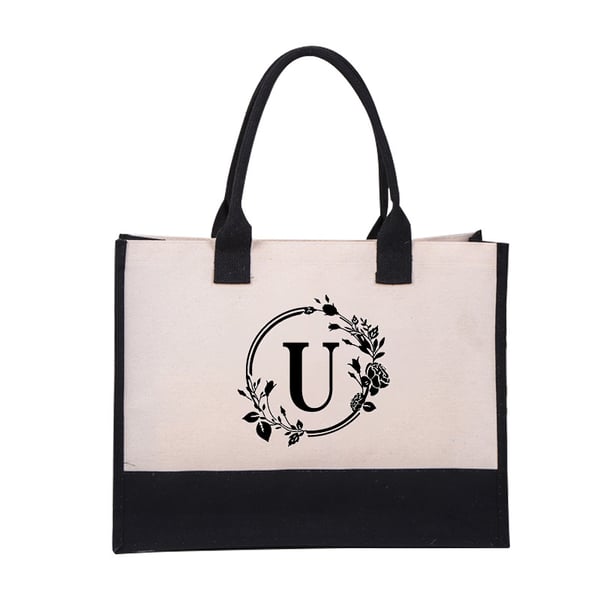 Nyårsrea - SPAR 48% AV🎁Perfekt present-DIY Bokstav Canvas Bag Kvinnor Hit Color Simple Shoulder Shopping Tote Handväska