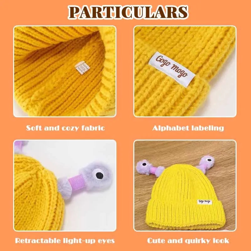 🔥Vinter förälder-barn söt glödande litet monster stickad mössa