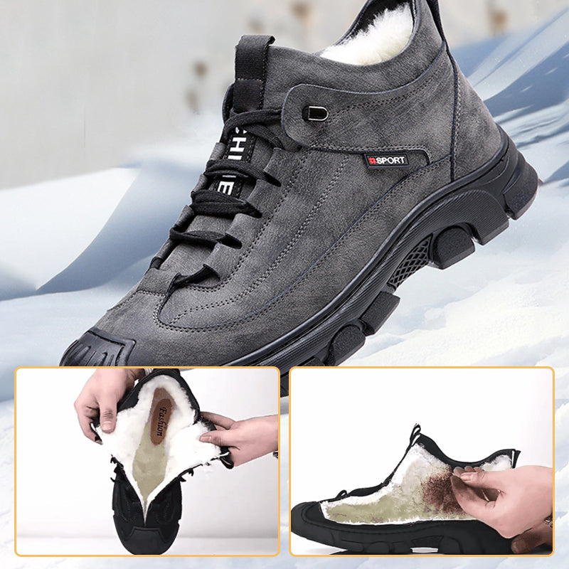 Sneaker i läder med foder i fuskull för herrar