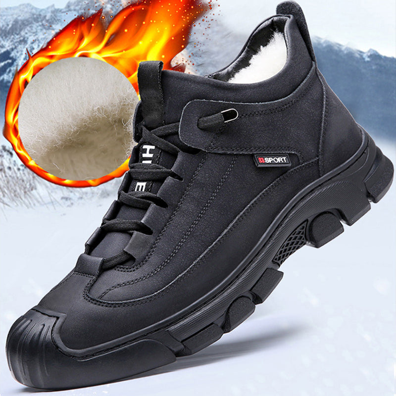 Sneaker i läder med foder i fuskull för herrar