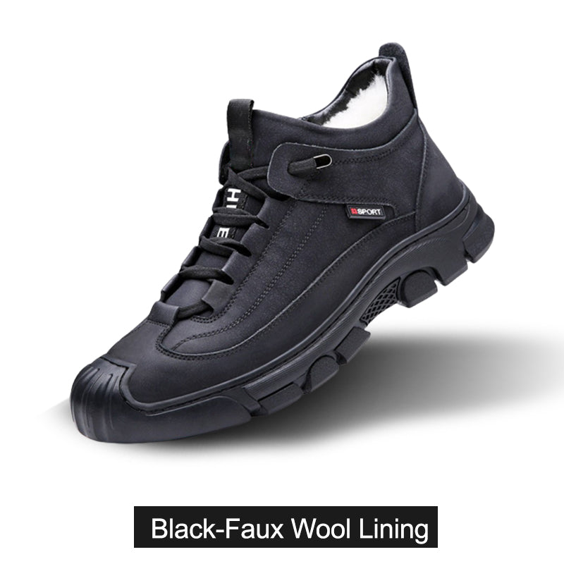 Sneaker i läder med foder i fuskull för herrar