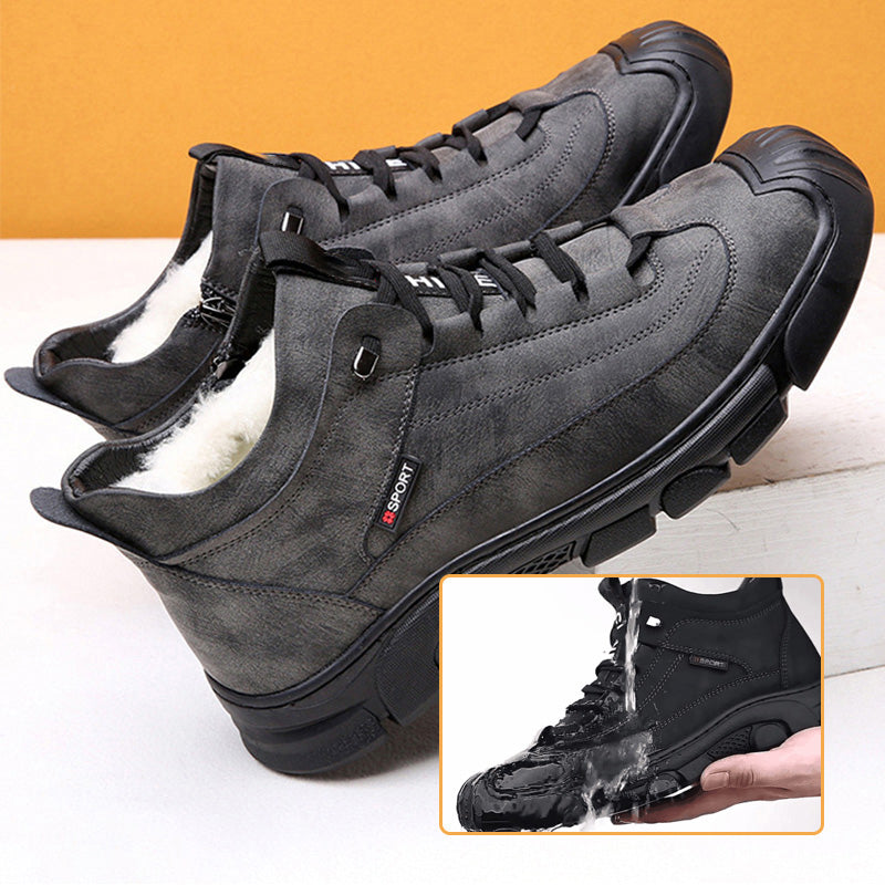 Sneaker i läder med foder i fuskull för herrar
