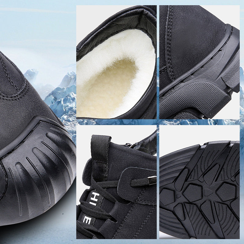 Sneaker i läder med foder i fuskull för herrar