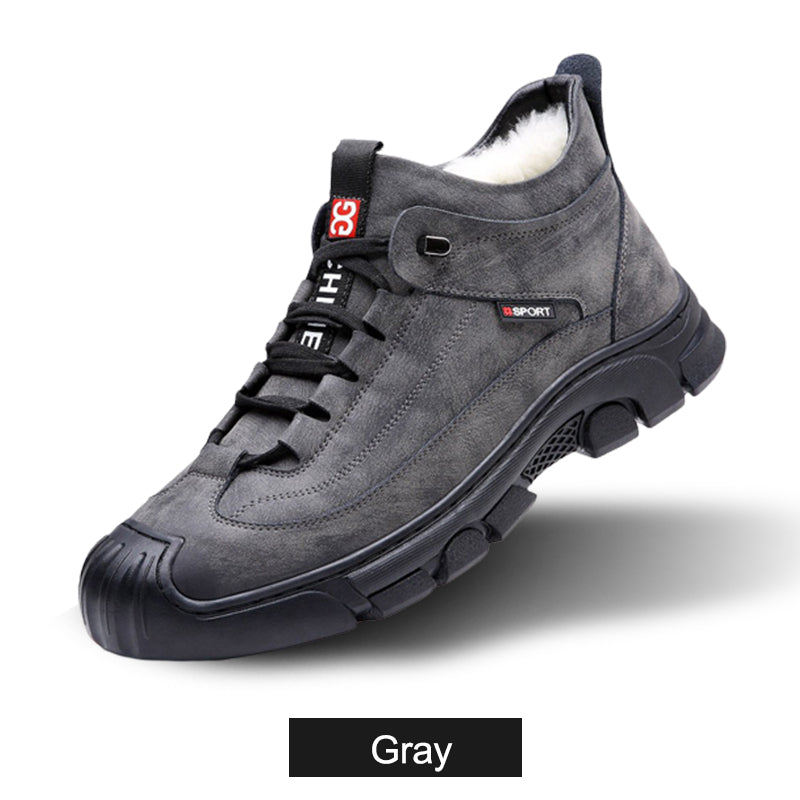Sneaker i läder med foder i fuskull för herrar