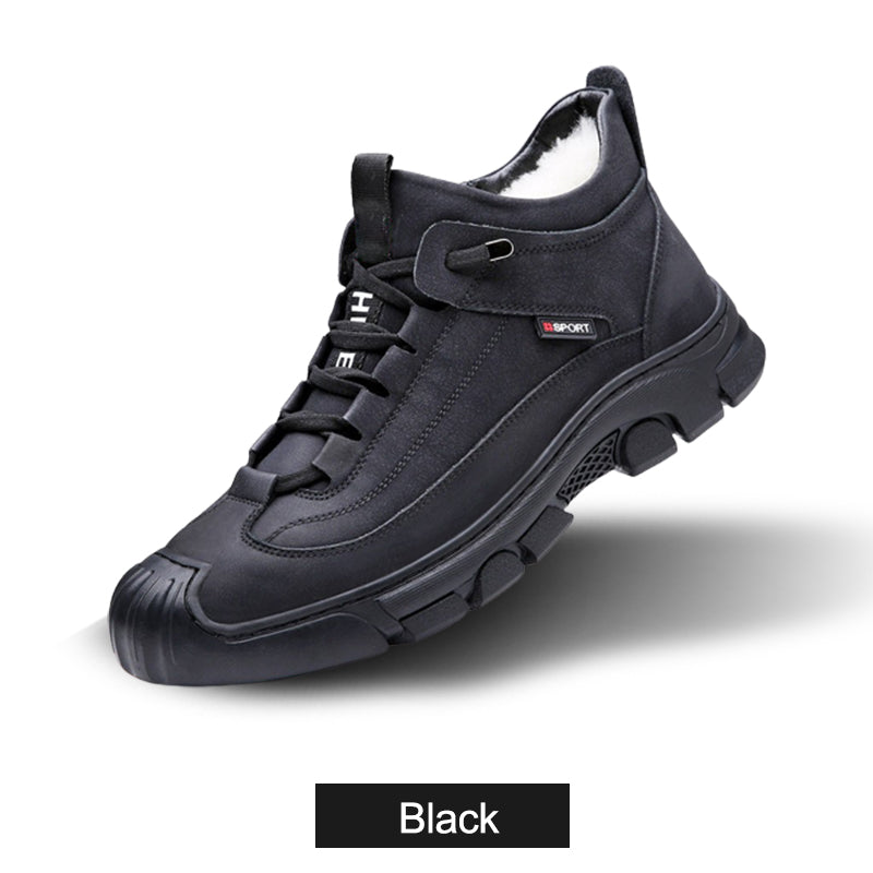 Sneaker i läder med foder i fuskull för herrar