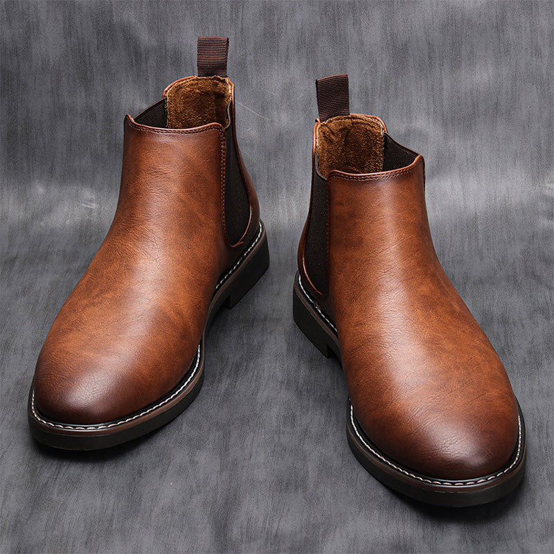 Fri leverans - Chelsea boots i vintageläder för män