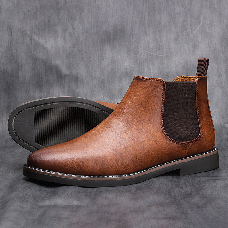 Fri leverans - Chelsea boots i vintageläder för män