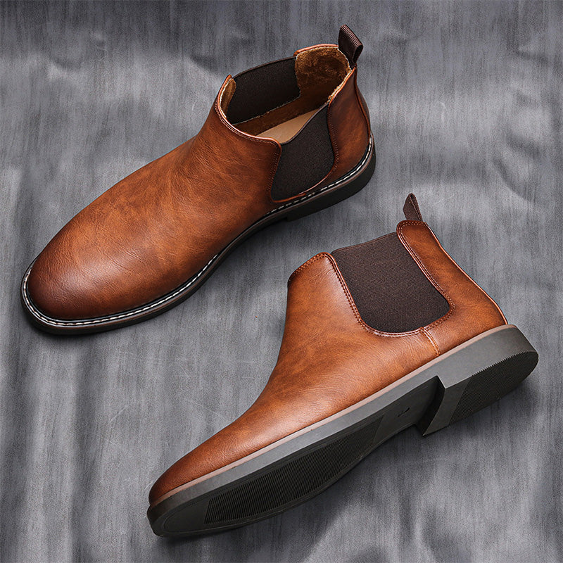 Fri leverans - Chelsea boots i vintageläder för män
