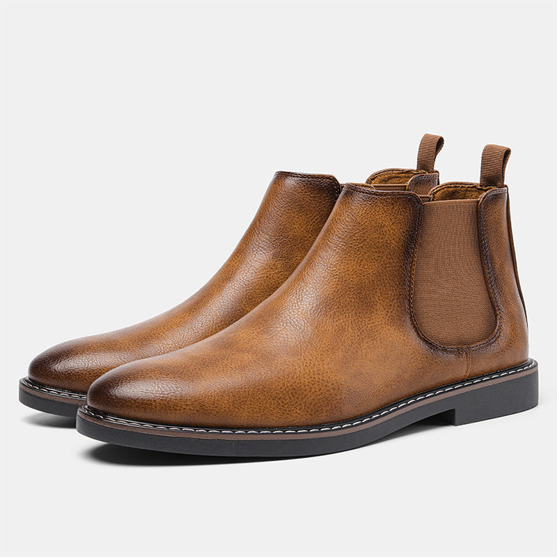 Fri leverans - Chelsea boots i vintageläder för män