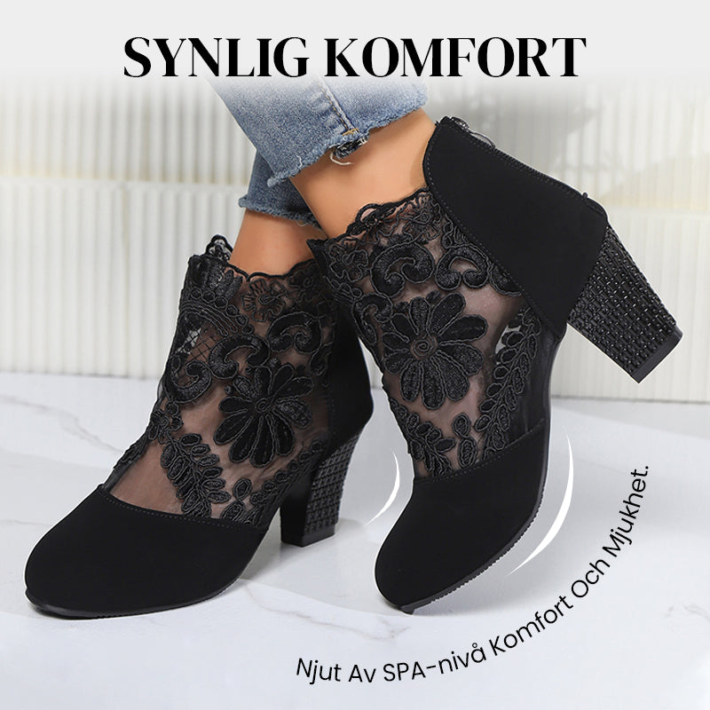 Höga klackar med spets för kvinnor, sommar och elegant