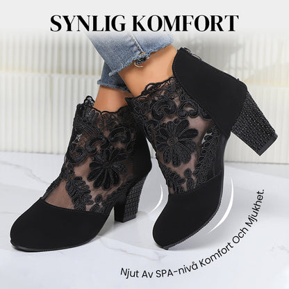 Höga klackar med spets för kvinnor, sommar och elegant
