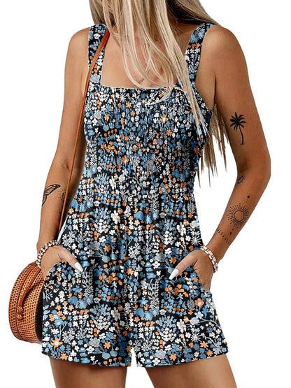 ⏰Hot Sale 49% rabatt💃Kvinnors sommar Fyrkantig halsringning Ärmlös Lös avslappnad kort Romper med smock